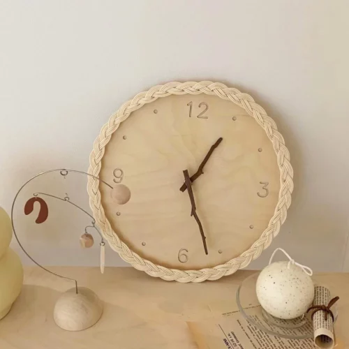 Alternative view of Rattan Round European Silent Non-Ticking Operated Wall Clock