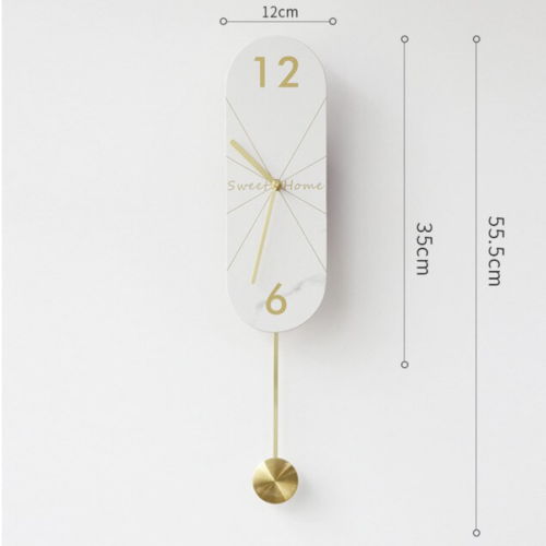 Alternative view of White Modern Design Minimalist Marble Slate Silent Swing Wall Clock