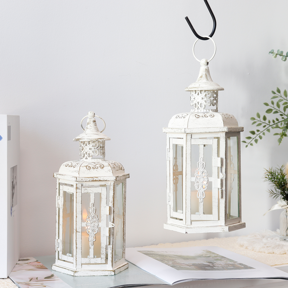 Vintage Hanging Candle Holder Nordic Lanterns Candlestick, Black - Image 5