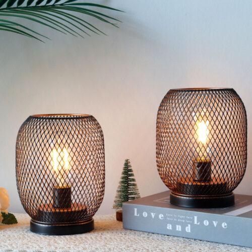 Alternative view of Metal Cage Table Lamp Round Shaped LED Lantern