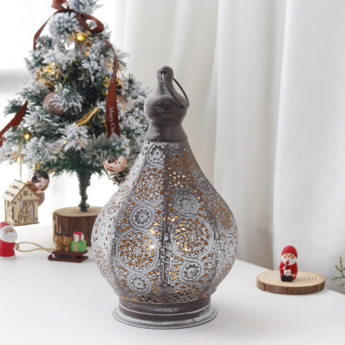 Moroccan Battery Powered Table Lamp Metal Lantern Lamps Candle Holder