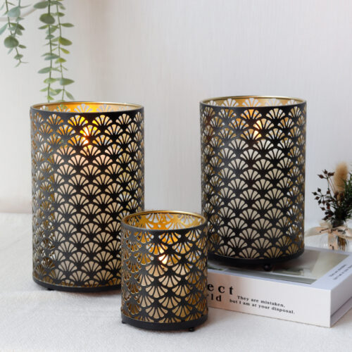 Pattern Metal Candle Holder Vintage Table Candleholder