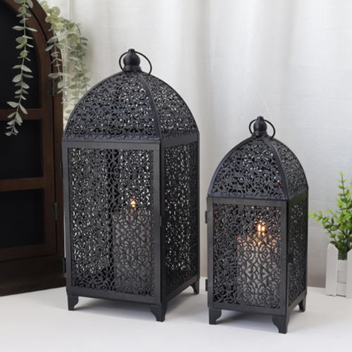 Metal Candle Holder Black Vintage Candle Lantern