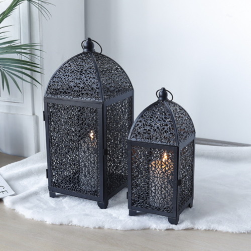 Alternative view of Metal Candle Holder Black Vintage Candle Lantern