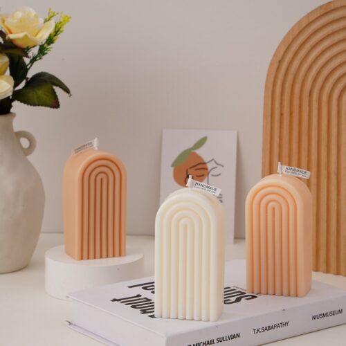 3PCS Art Geometric Rainbow Scented Soy Wax Candle Home Decorative