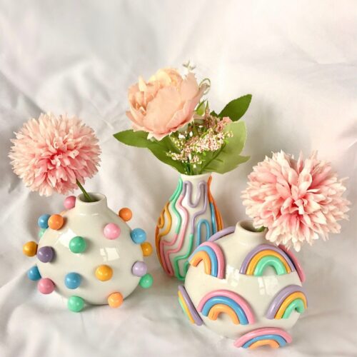 Retro Eclectic Colorful Bud Vase Cute Ceramic Vase