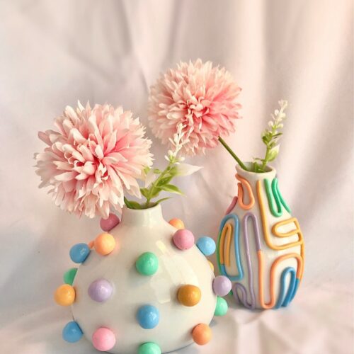 Alternative view of Retro Eclectic Colorful Bud Vase Cute Ceramic Vase