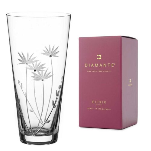 DIAMANTE Swarovski Crystal Vase "Bloom" - Hand Cut Flower Decoration with Swarovski Crystals - 25cm