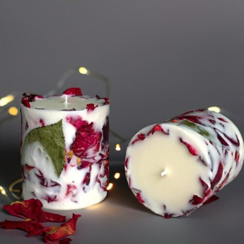 Alternative view of Candle With Dried Rose Petal Blossoms
