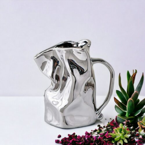 Melted Ceramic Vase, Silver Vase