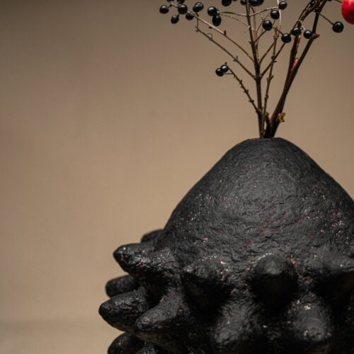 Alternative view of Paper Mache Wabi Sabi Black Vase: Modern Elegance Vase