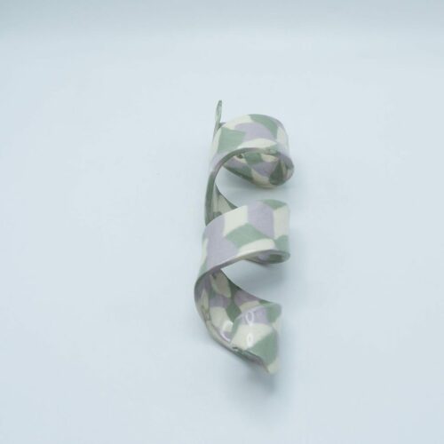 Alternative view of Green, Purple and White Nerikomi Spiral Hanging Vase, Wall Vase for Dry Flowers