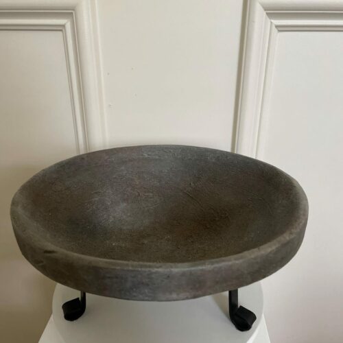 Aged Artisan Earthy Stone Vessel Pedestal Bowl