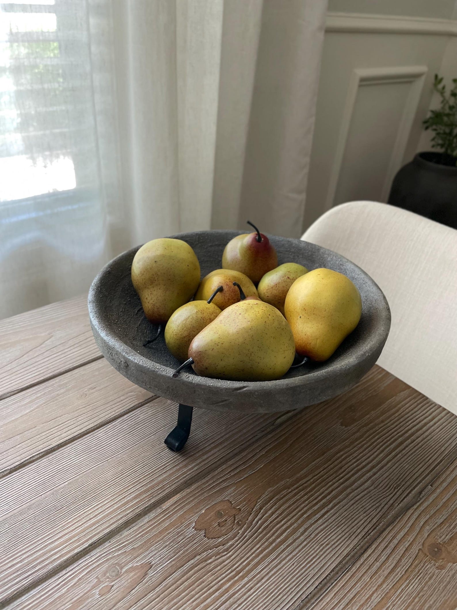 Aged Artisan Earthy Stone Vessel Pedestal Bowl - Image 2