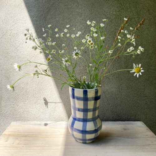 Alternative view of Handmade Ceramic Vase With Hand Painted Plaid Pattern