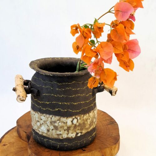 Alternative view of Rustic Chic Ceramic Vase With Natural Branch Handles
