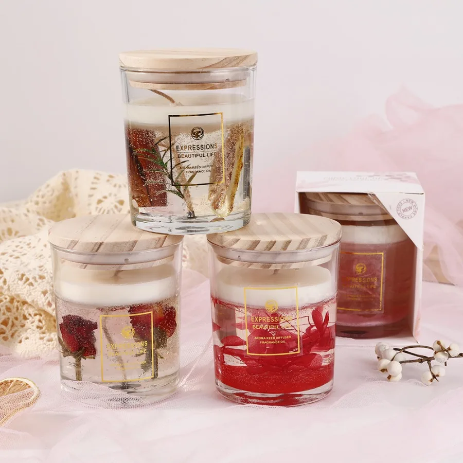 Handmade Jelly Dried Flower Essential Oil Scented Candle