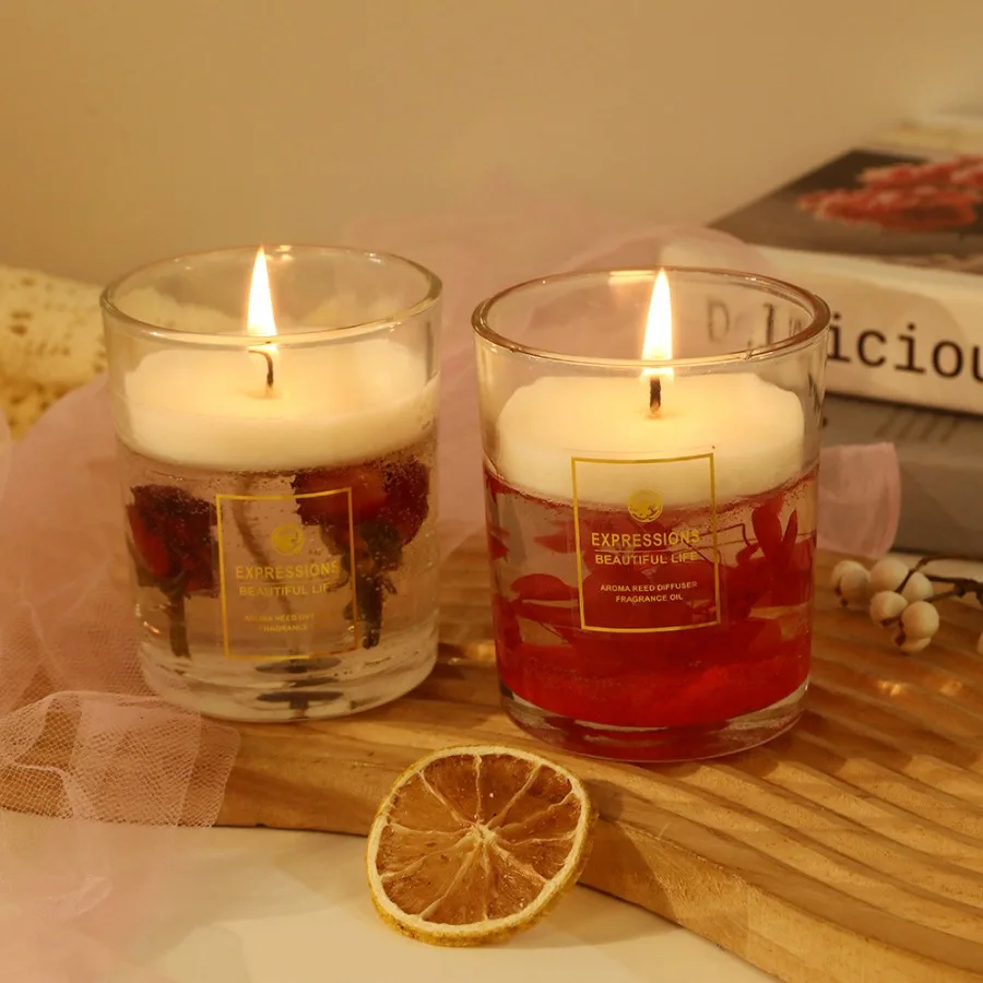 Handmade Jelly Dried Flower Essential Oil Scented Candle - Image 3