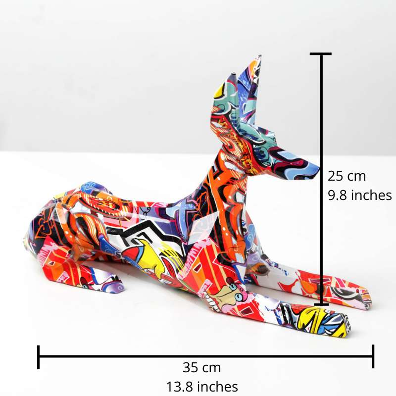 Doberman Pinscher Graffiti Painted Statue - Image 7