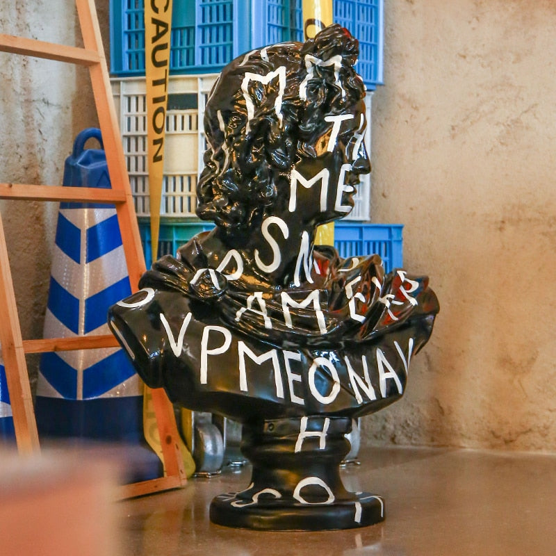 Apollo Bust Nordic Painted Sculpture - Image 4