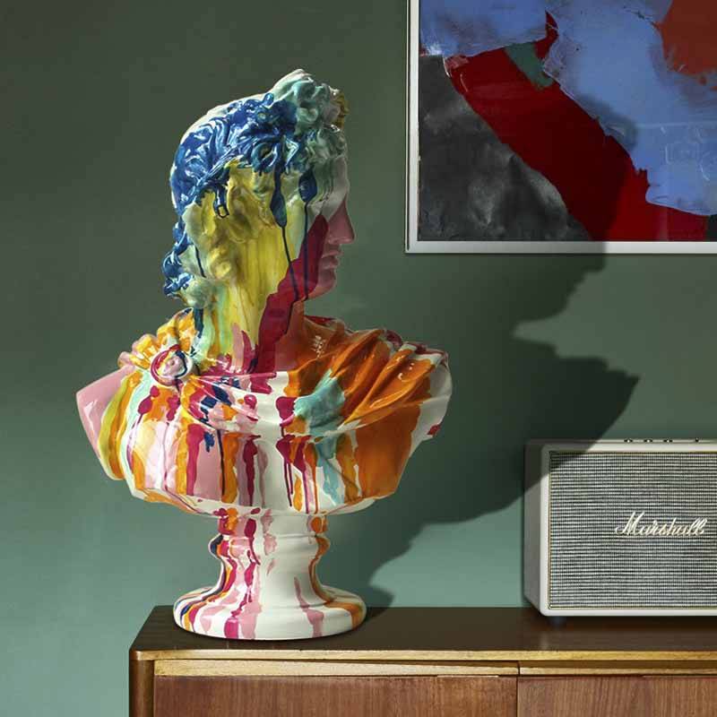 Apollo Bust Nordic Painted Sculpture - Image 6