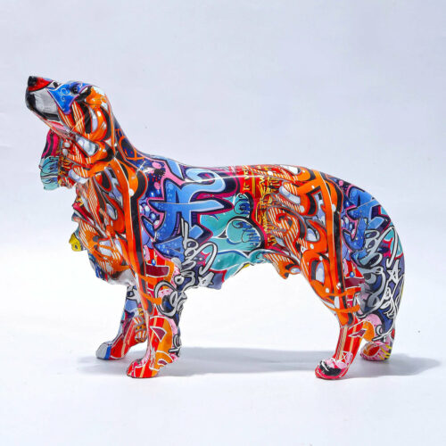 Alternative view of Golden Retriever Graffiti Painted Statue