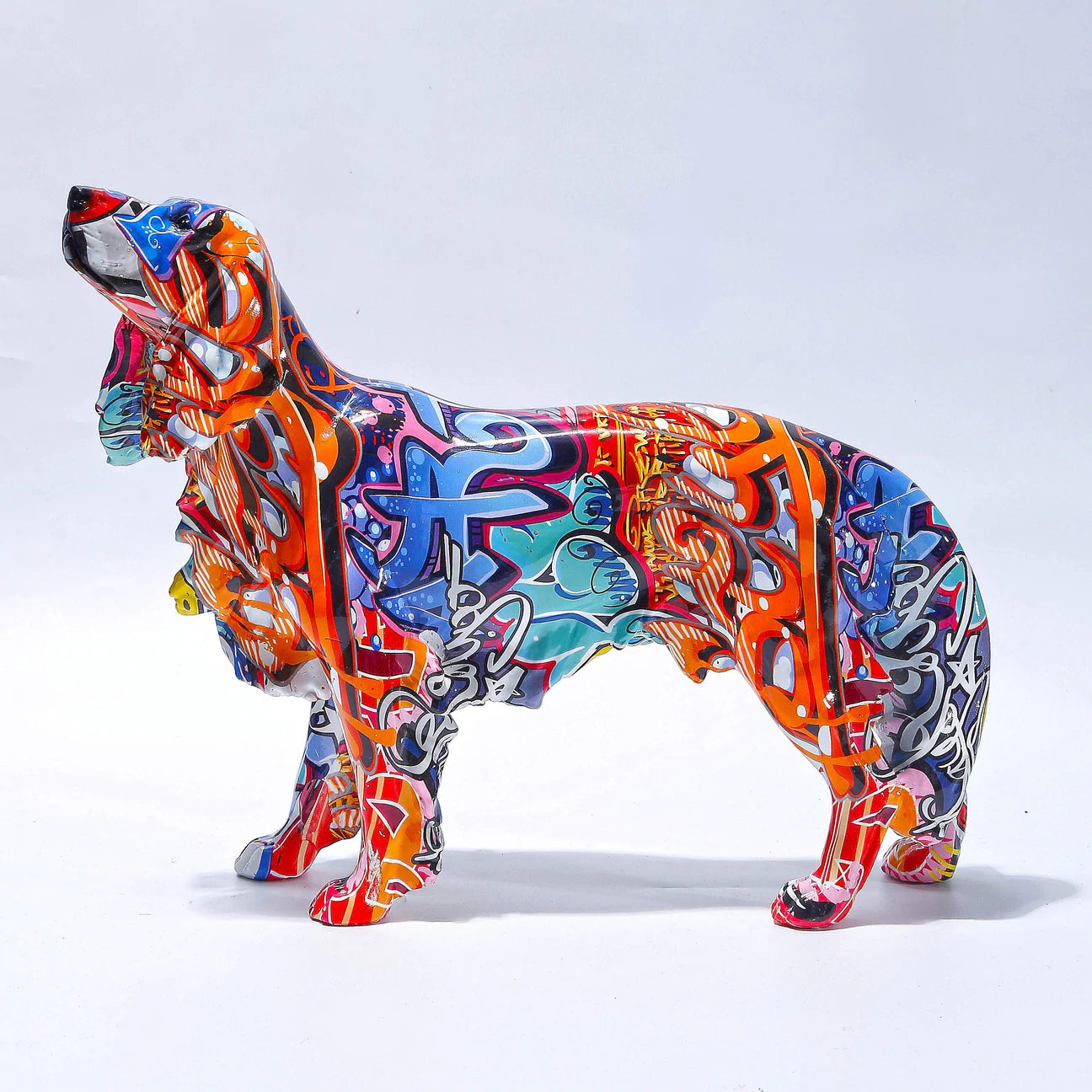 Golden Retriever Graffiti Painted Statue - Image 2