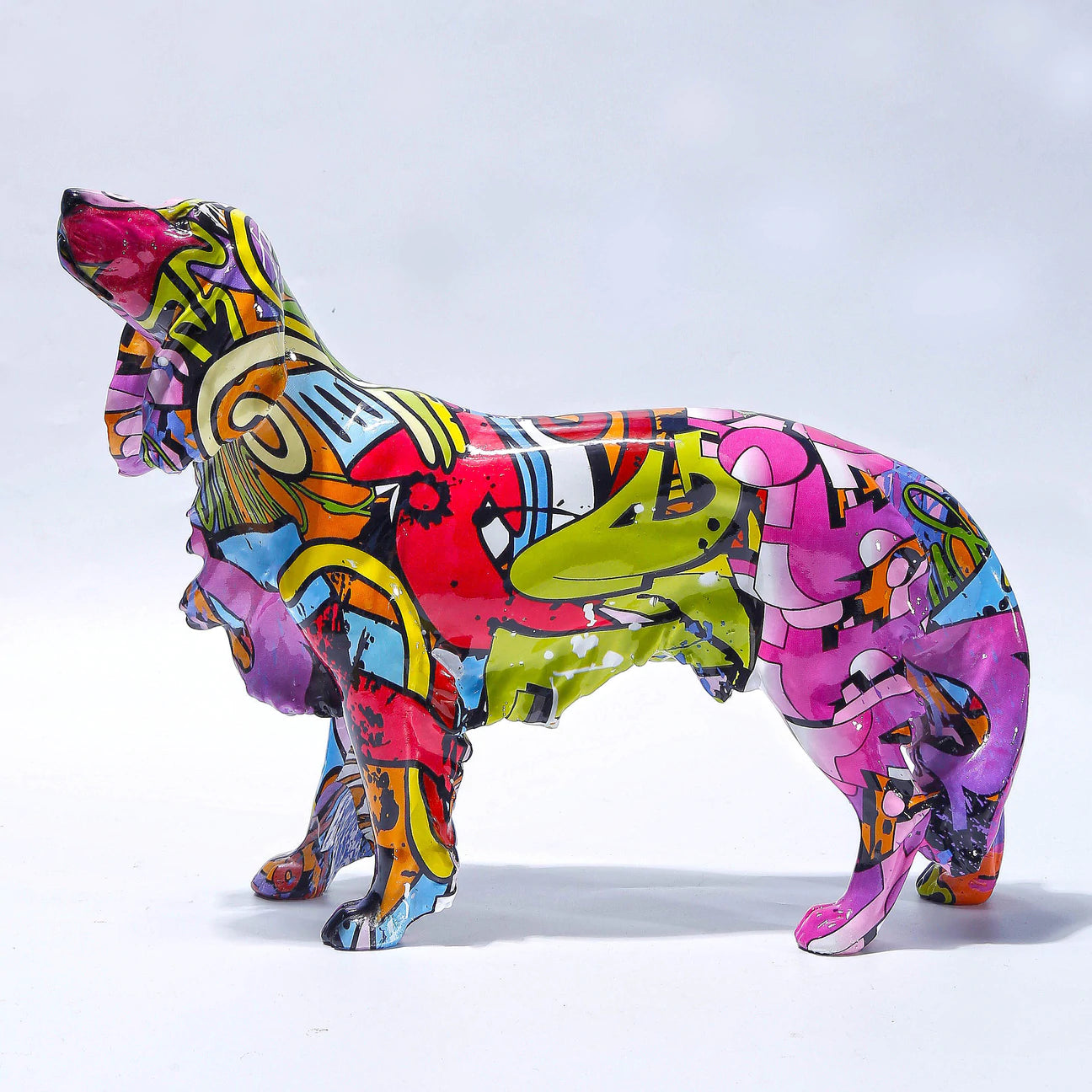 Golden Retriever Graffiti Painted Statue - Image 4