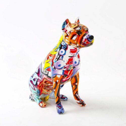 Alternative view of Staffordshire Terrier Graffiti Painted Statue