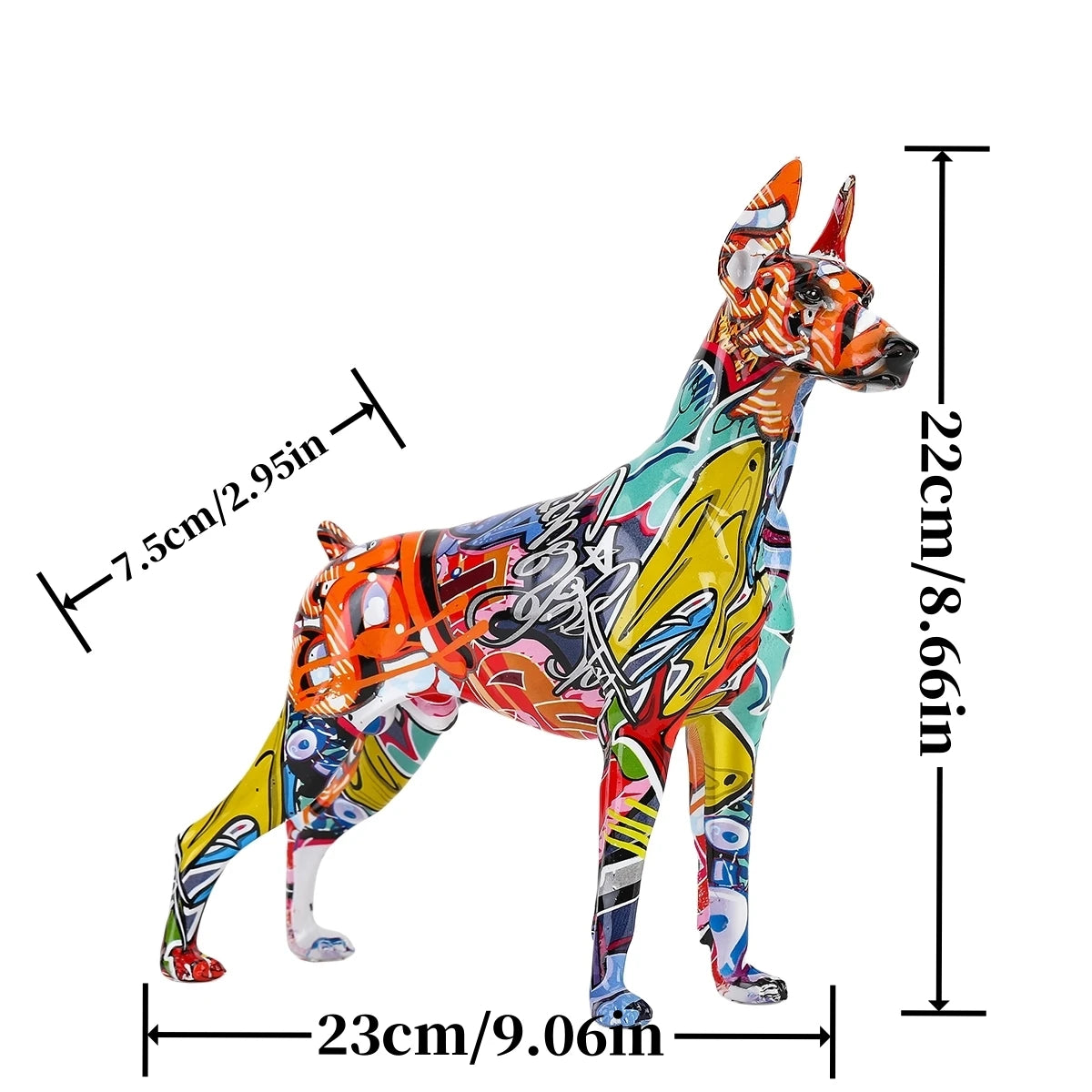 Standing Doberman Pinscher Graffiti Painted Sculpture - Image 8