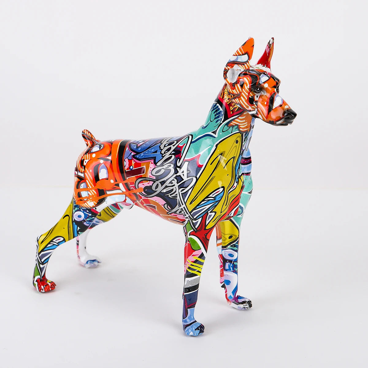 Standing Doberman Pinscher Graffiti Painted Sculpture - Image 6