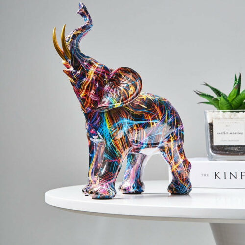 Alternative view of Elephant Nordic Painted Statue