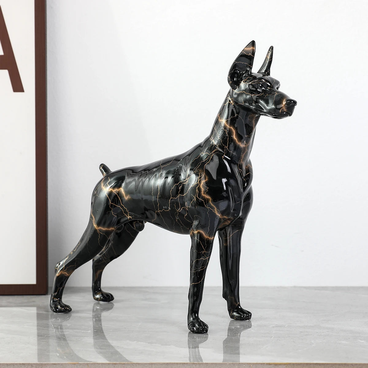 Standing Doberman Pinscher Graffiti Painted Sculpture