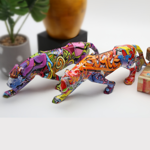 Alternative view of Graffiti Painted Panther Sculpture