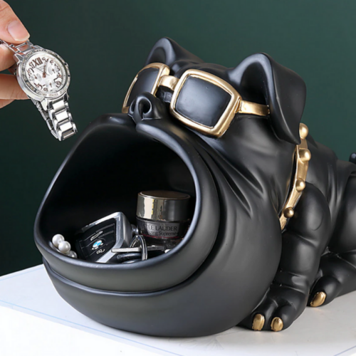 Alternative view of Bulldog Sculpture Storage Bin