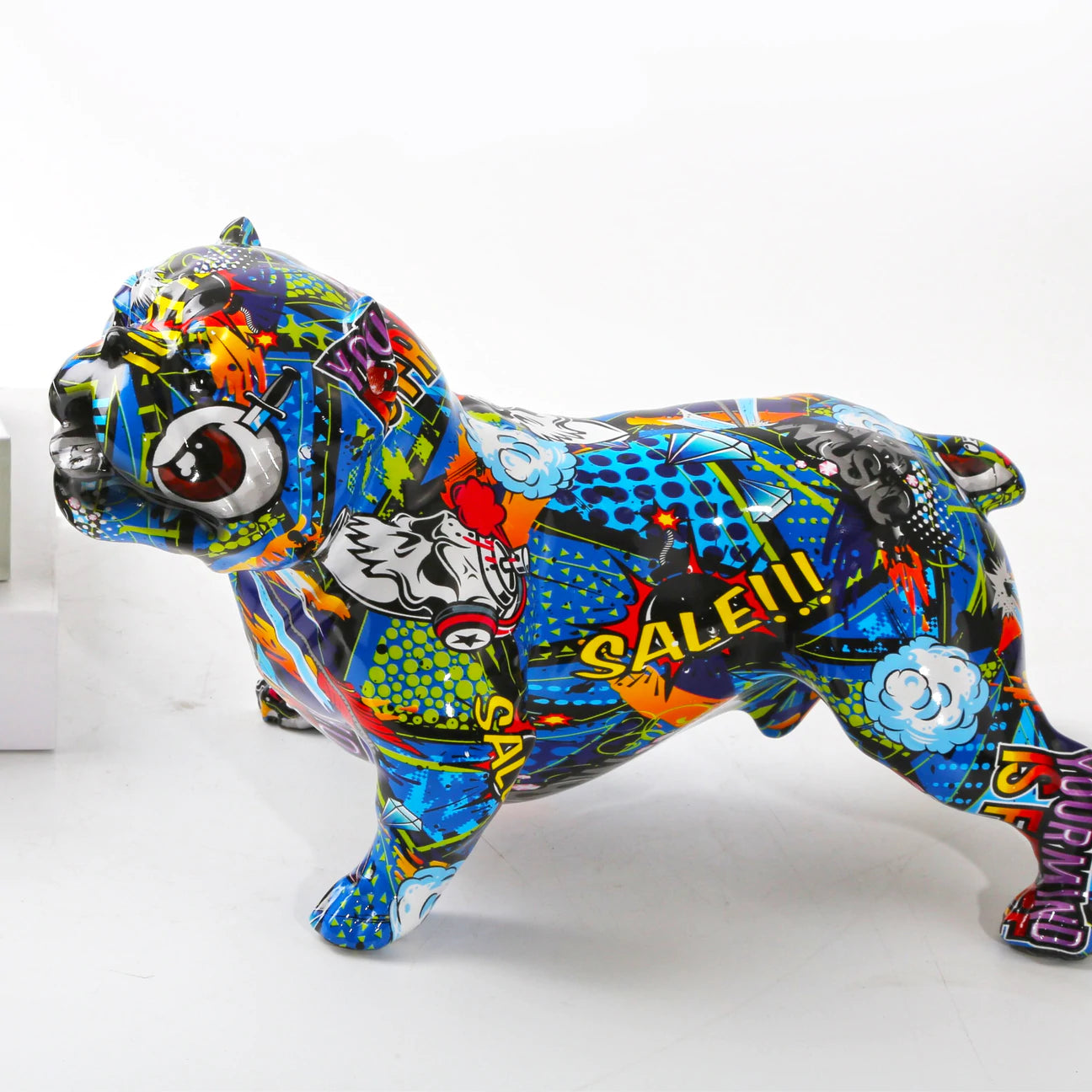 American Bully Graffiti Painted Statue - Image 3