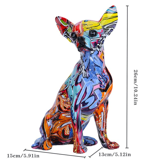 Chihuahua Graffiti Painted Statue - Image 3