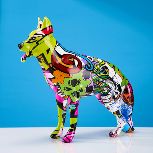 Alternative view of German Shepherd Graffiti Painted Statue