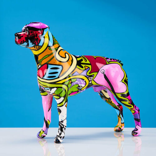 Alternative view of Rottweiler Graffiti Painted Statue