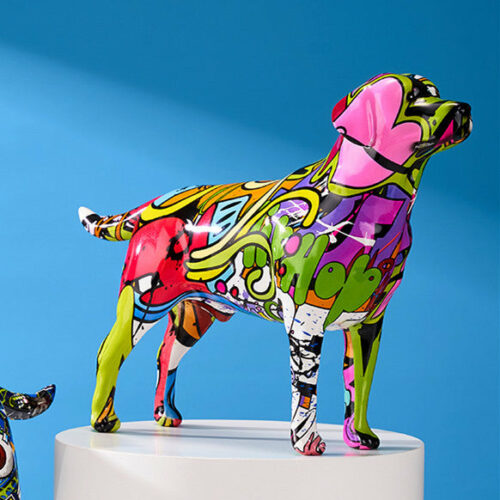 Alternative view of Labrador Retriever Graffiti Painted Statue