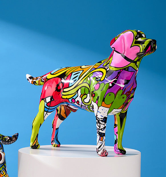 Labrador Retriever Graffiti Painted Statue - Image 2