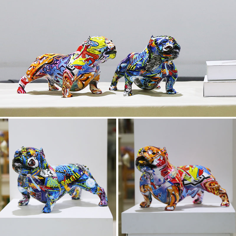 American Bully Graffiti Painted Statue - Image 4