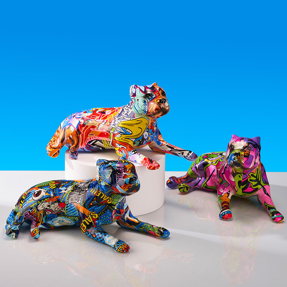 Pit Bull Graffiti Painted Statue - Image 5
