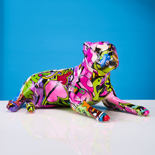 Pit Bull Graffiti Painted Statue - Image 2