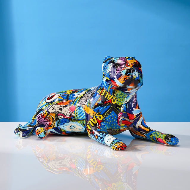 Pit Bull Graffiti Painted Statue - Image 3