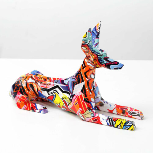 Doberman Pinscher Graffiti Painted Statue