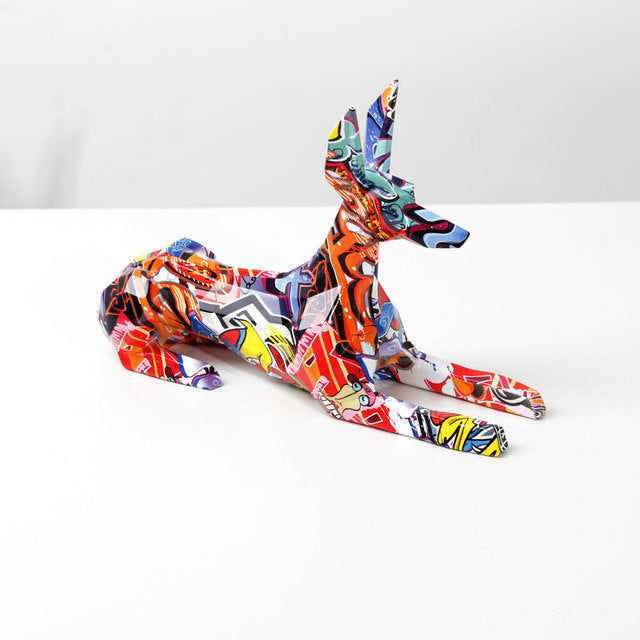 Doberman Pinscher Graffiti Painted Statue - Image 4