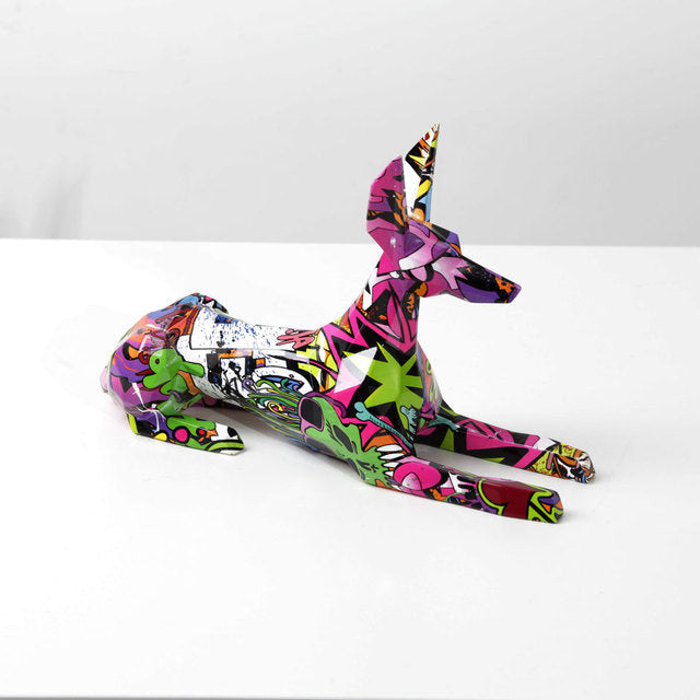 Doberman Pinscher Graffiti Painted Statue - Image 5