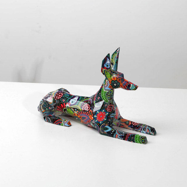 Doberman Pinscher Graffiti Painted Statue - Image 3